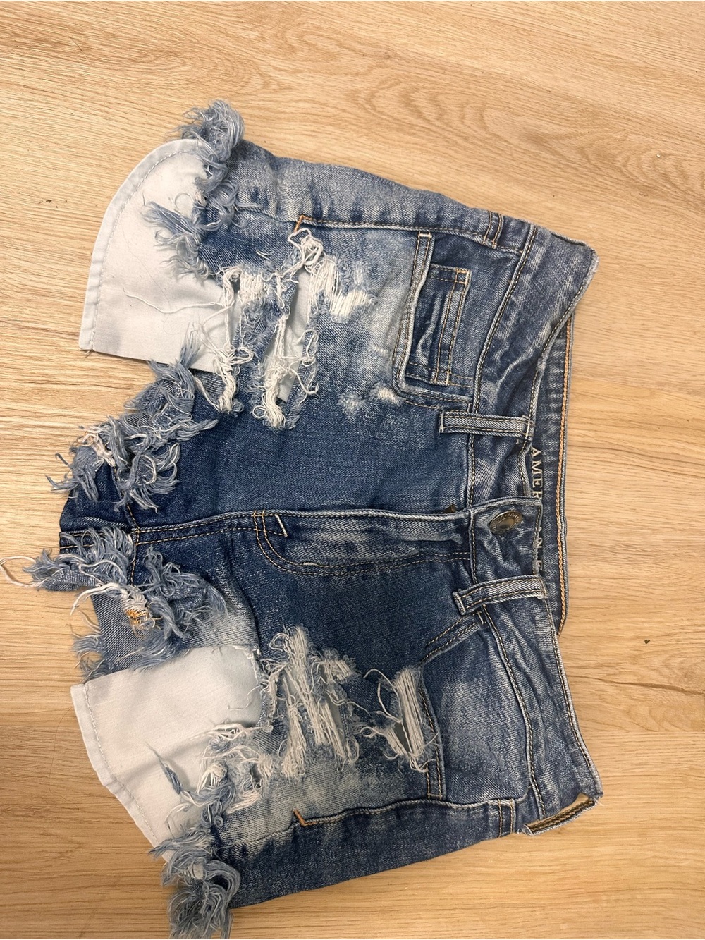 American eagle distressed denim shorts “high rise shorties”